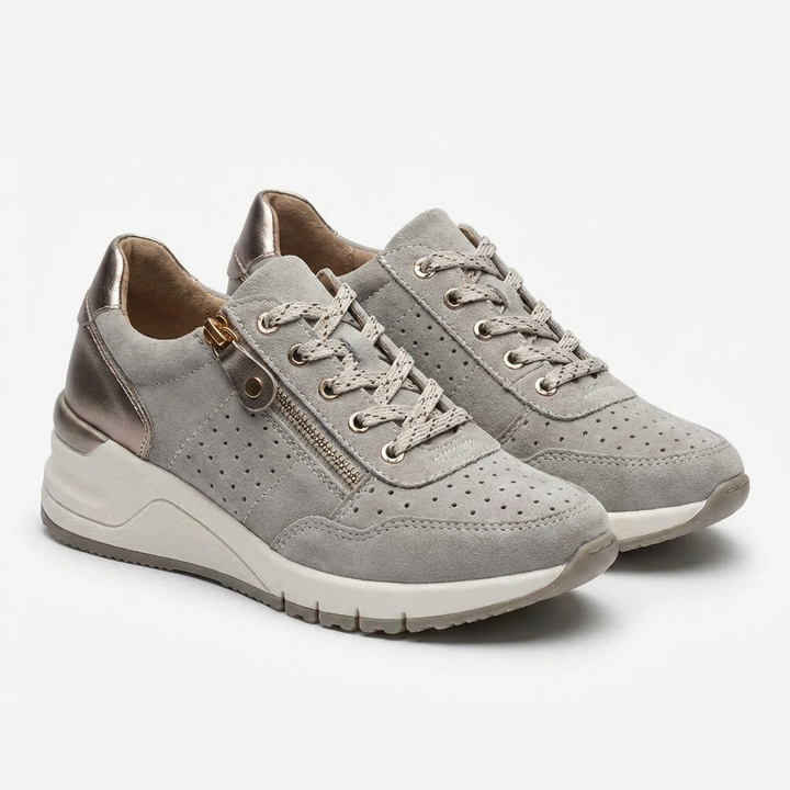 Kezia | Women's Breathable Mesh Wedge Lace-Up Sneakers