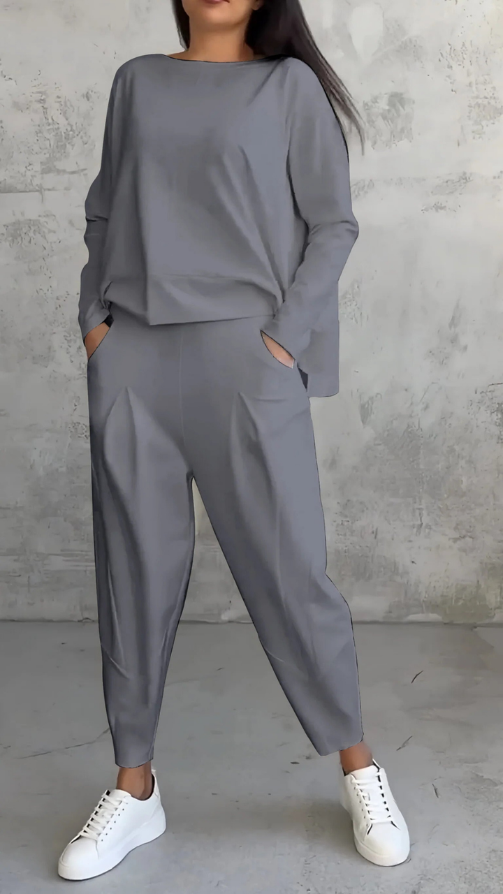Kira | Women's Cotton-Blend Relaxed Top and Trouser Set