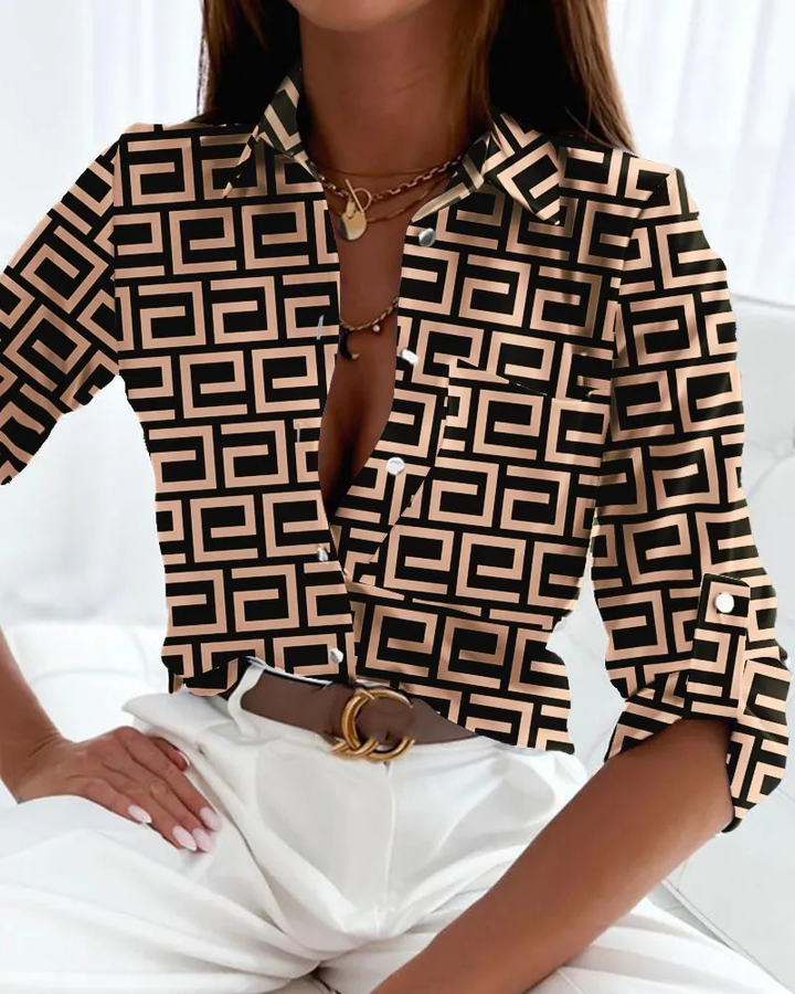 Lara | Women's Lightweight Graphic Print Relaxed Button-Up Shirt