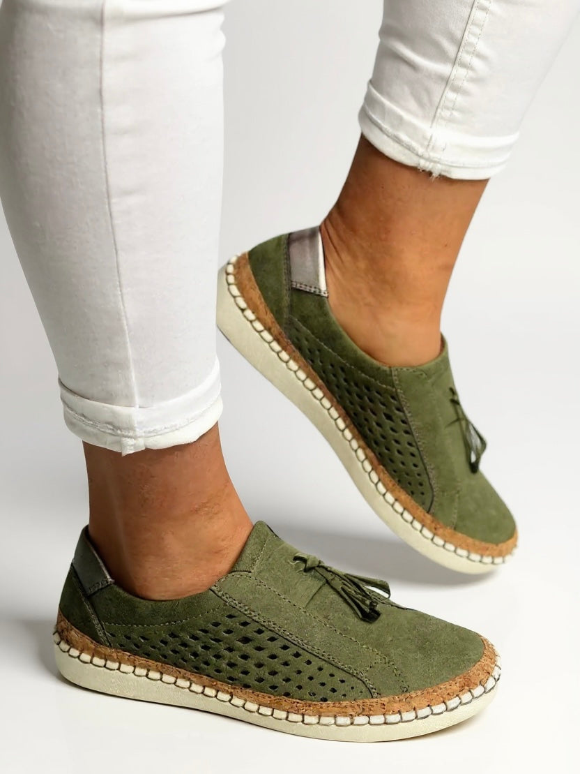 Laurel | Women's Suede Perforated Slip-On Loafers