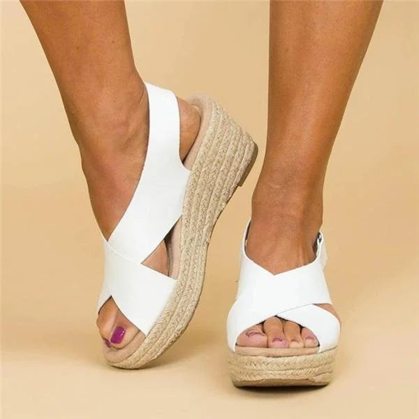 Lennox | Women's Espadrille Cross-Strap Wedge Sandals