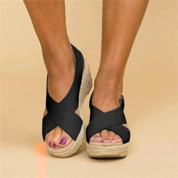 Lennox | Women's Espadrille Cross-Strap Wedge Sandals
