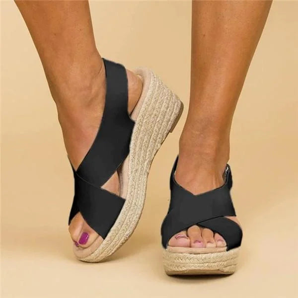 Lennox | Women's Espadrille Cross-Strap Wedge Sandals