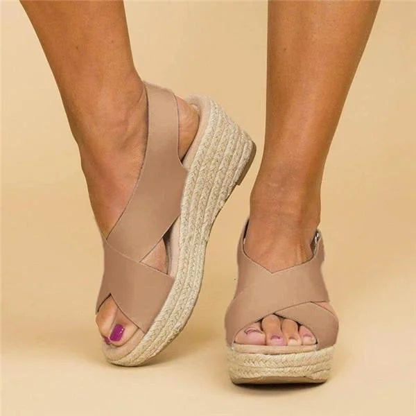 Lennox | Women's Espadrille Cross-Strap Wedge Sandals