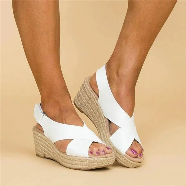 Lennox | Women's Espadrille Cross-Strap Wedge Sandals