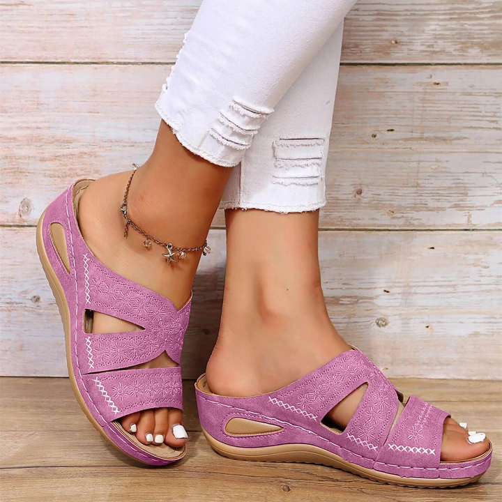 Lennox | Women's Orthopaedic Crossover Strap Low Wedge Sandals