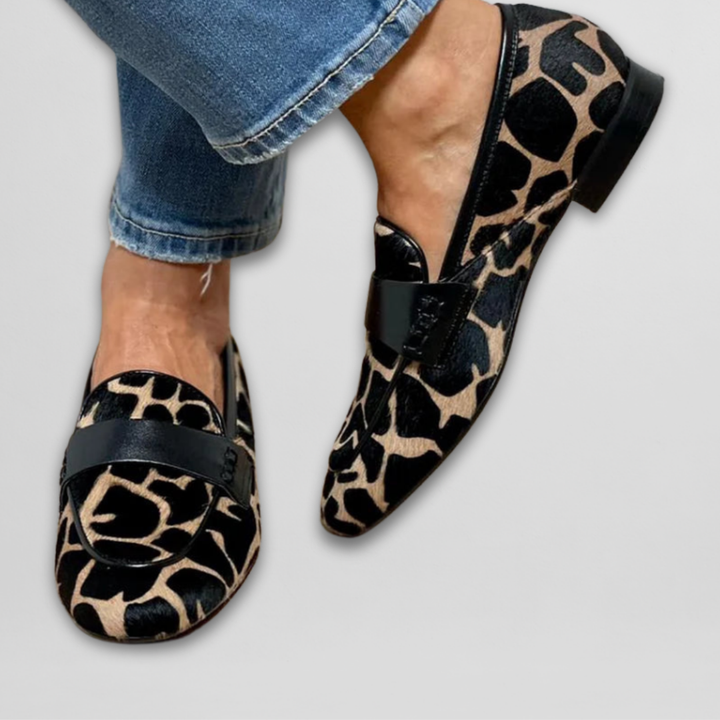 Lennox | Women's Suede Animal Print Flat Loafers