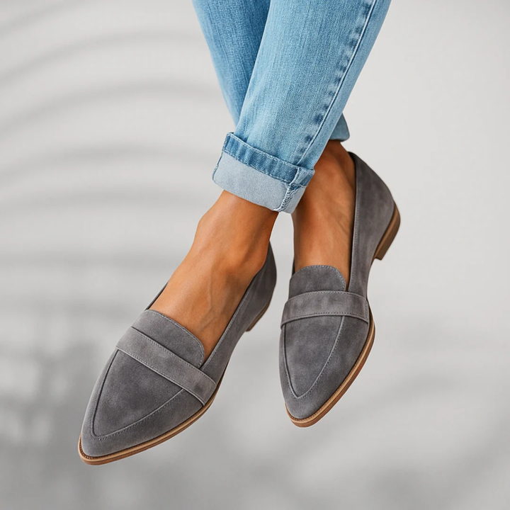 Lennox | Women's Suede Pointed-Toe Penny Loafer Flats