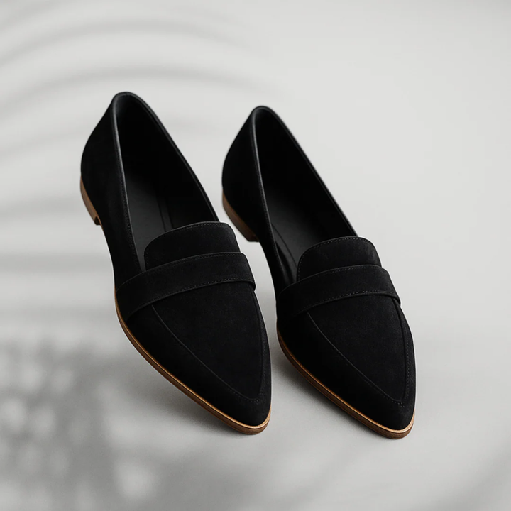 Lennox | Women's Suede Pointed-Toe Penny Loafer Flats