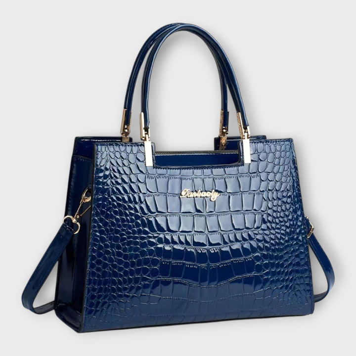 Lenore | Women's Leather Croc-Embossed Structured Satchel Bag