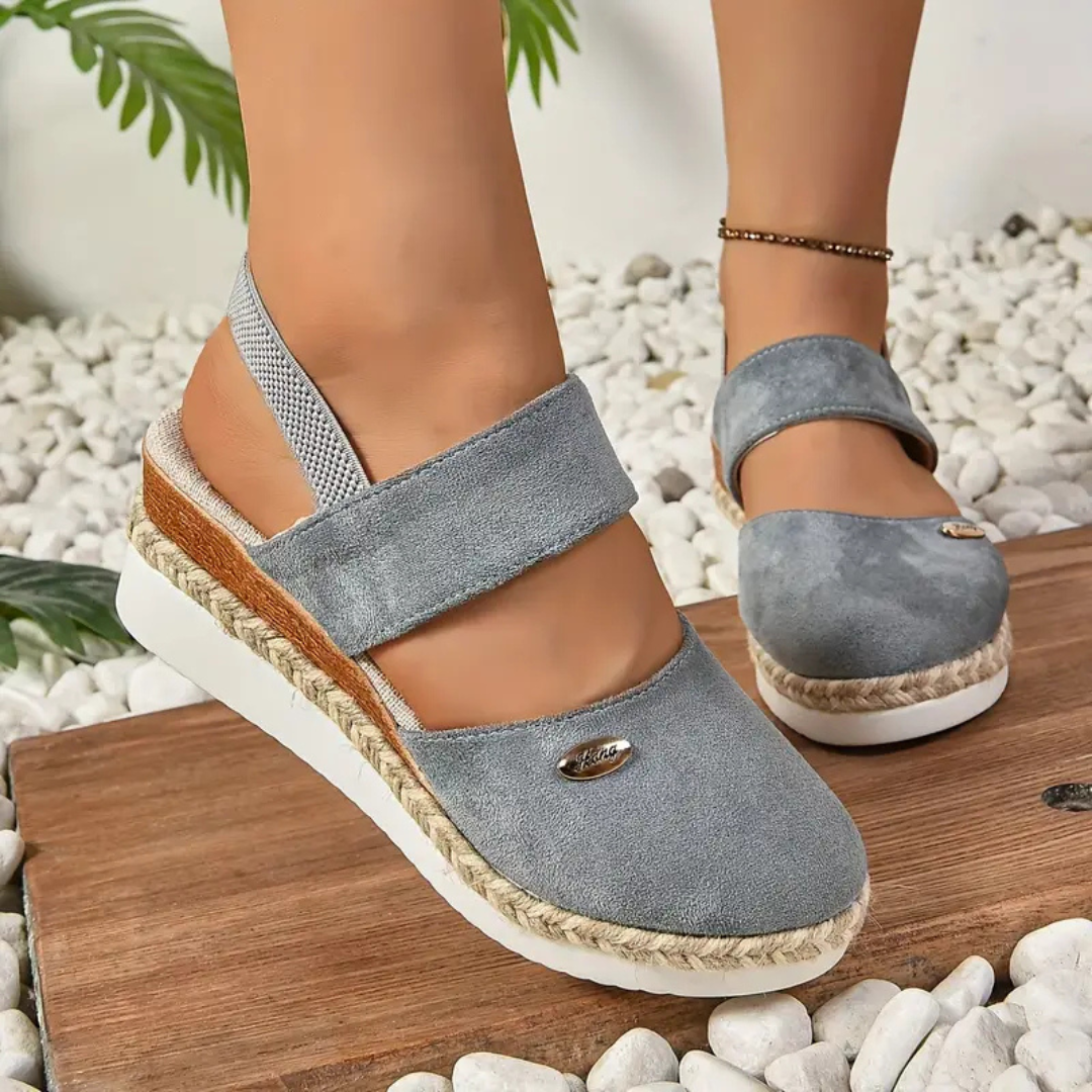 Linnea | Women's Canvas Closed-Toe Espadrille Platform Wedge Sandals
