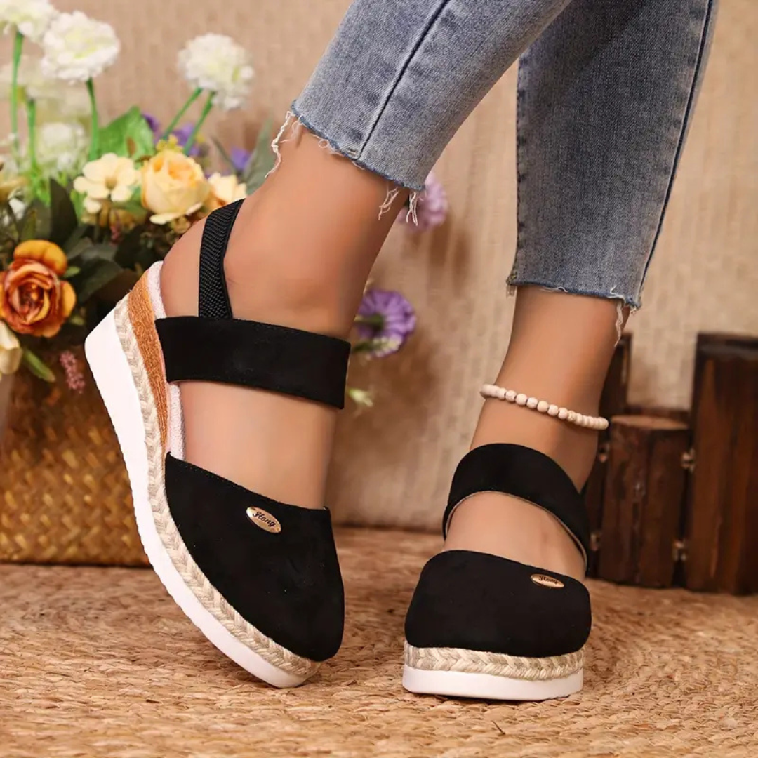 Linnea | Women's Canvas Closed-Toe Espadrille Platform Wedge Sandals