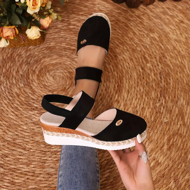 Linnea | Women's Canvas Closed-Toe Espadrille Platform Wedge Sandals