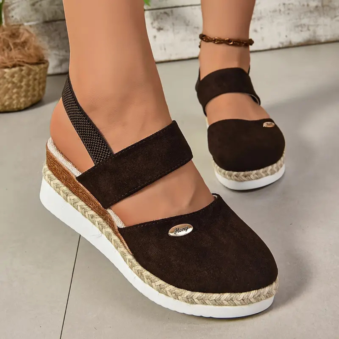 Linnea | Women's Canvas Closed-Toe Espadrille Platform Wedge Sandals