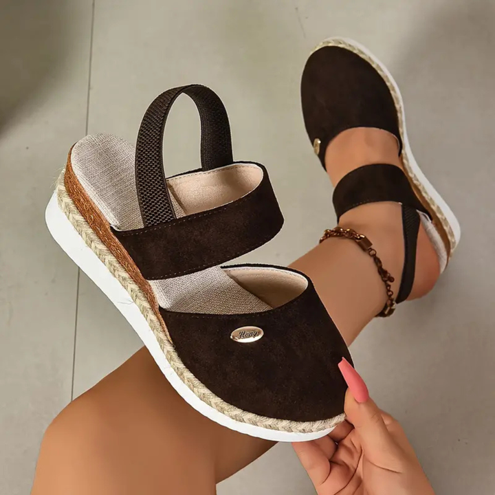 Linnea | Women's Canvas Closed-Toe Espadrille Platform Wedge Sandals