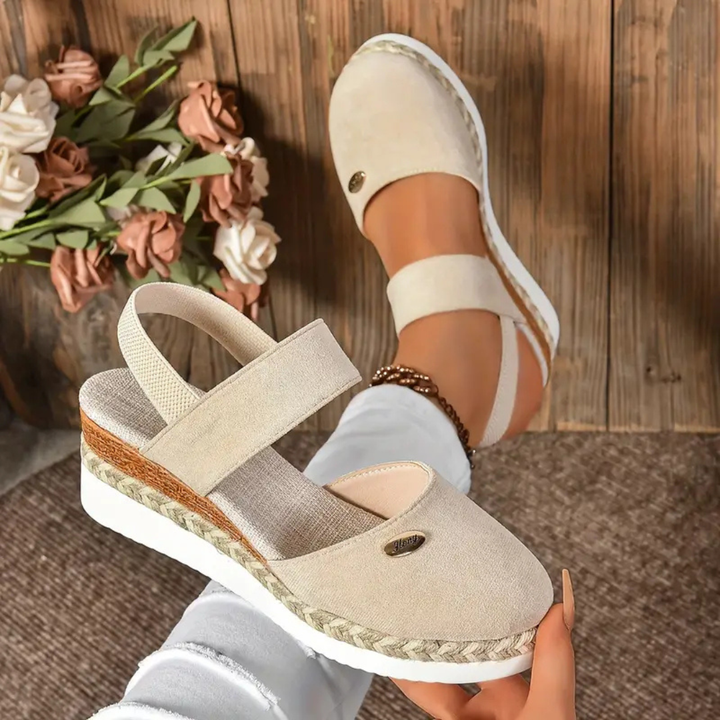 Linnea | Women's Canvas Closed-Toe Espadrille Platform Wedge Sandals