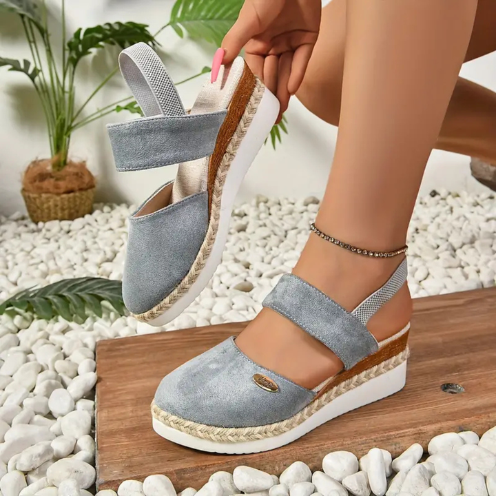 Linnea | Women's Canvas Closed-Toe Espadrille Platform Wedge Sandals