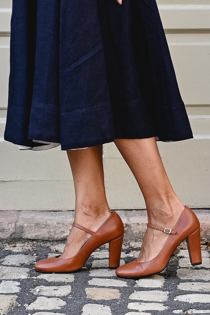 Lucia | Women's Leather Mary Jane Block Heel Pumps Classic