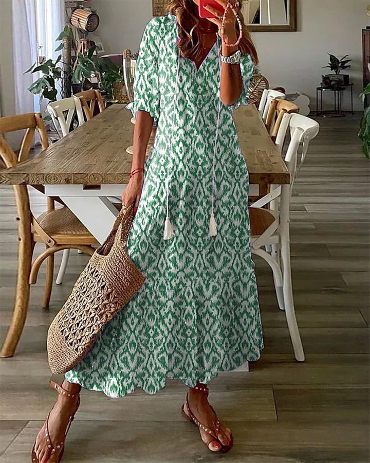 Luelle | Women's Chiffon Print Tiered Maxi Dress Casual