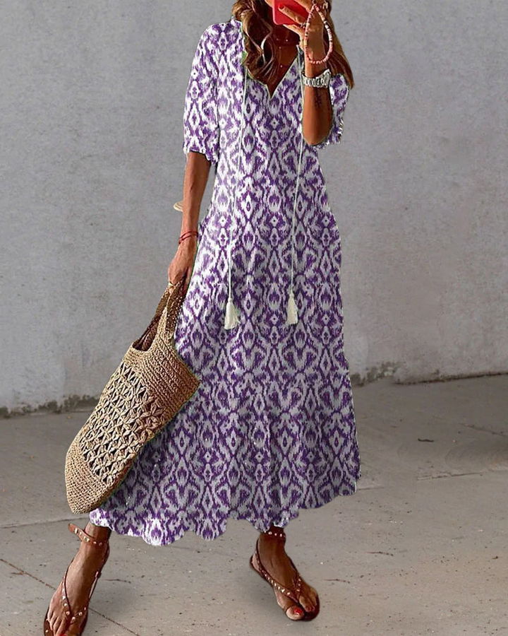 Luelle | Women's Chiffon Print Tiered Maxi Dress Casual