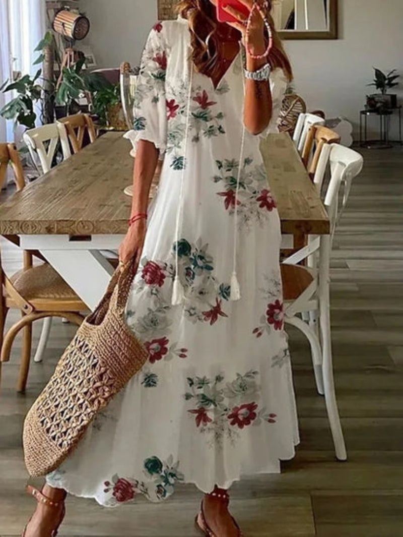 Luelle | Women's Chiffon Print Tiered Maxi Dress Casual