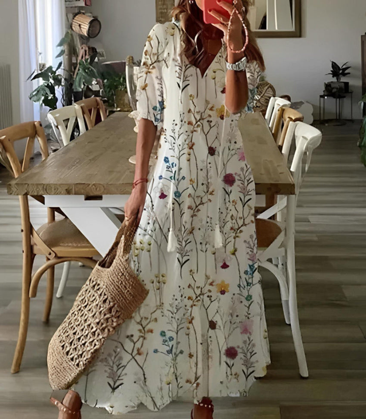 Luelle | Women's Chiffon Print Tiered Maxi Dress Casual
