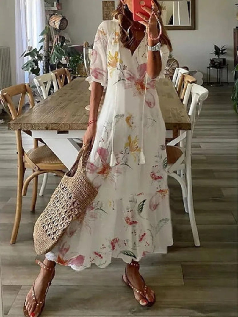Luelle | Women's Chiffon Print Tiered Maxi Dress Casual