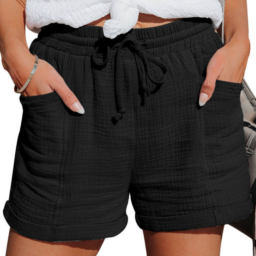 Lumi | Women's Cotton Gauze Drawstring Cuffed Shorts