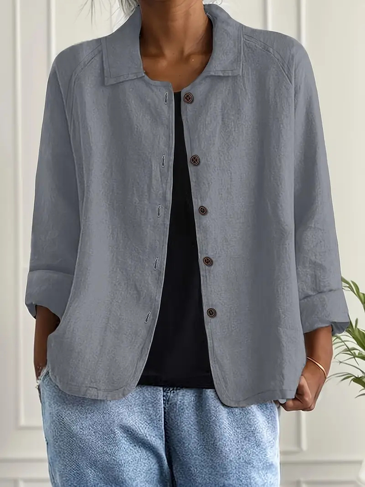 Lumi | Women's Linen Relaxed Button-Down Casual Shirt Jacket
