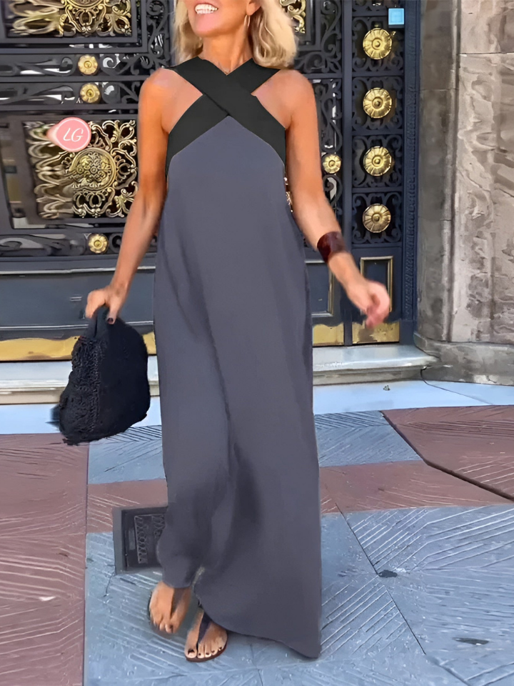 Lyra | Women's Cotton Crossover Halter Maxi Dress
