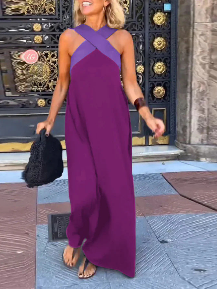 Lyra | Women's Cotton Crossover Halter Maxi Dress