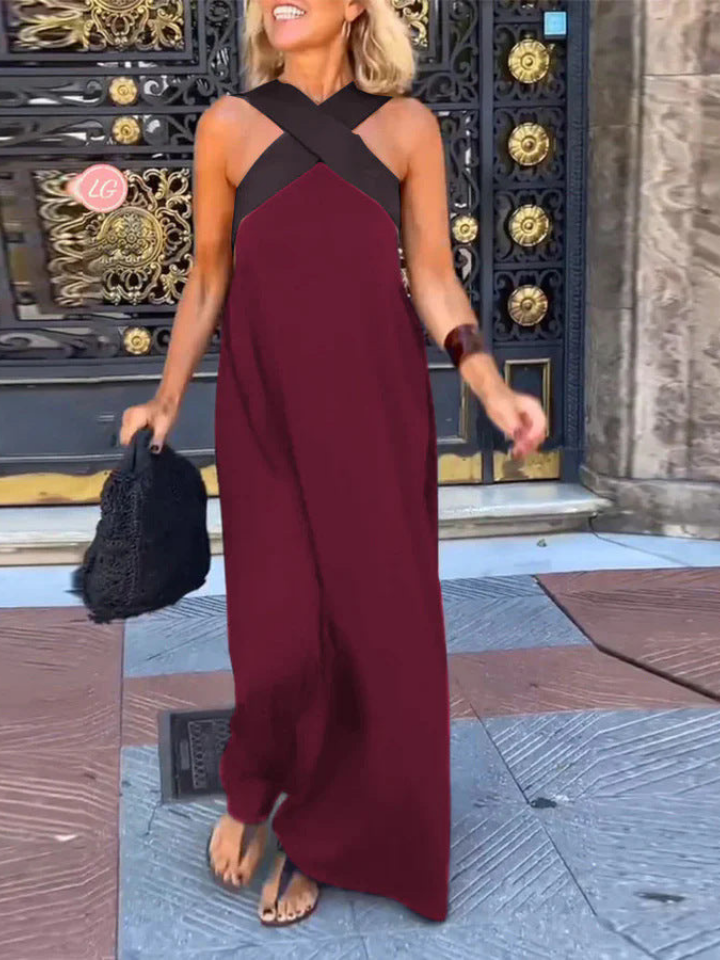 Lyra | Women's Cotton Crossover Halter Maxi Dress