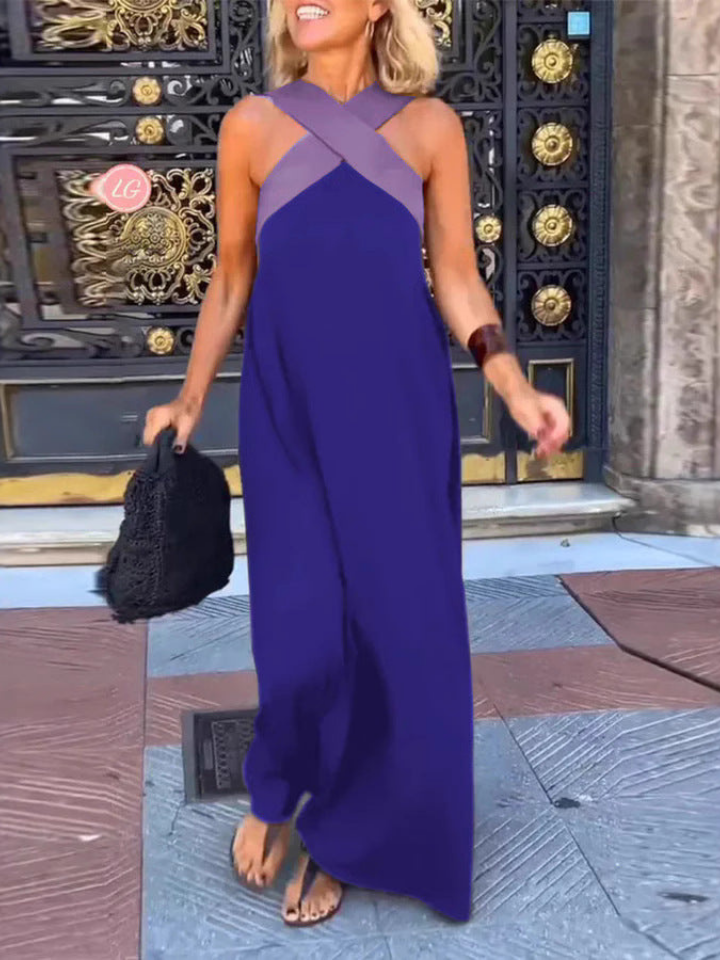 Lyra | Women's Cotton Crossover Halter Maxi Dress