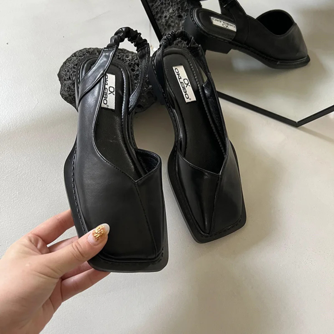 Lyra | Women's Leather Square-Toe Slingback Flats