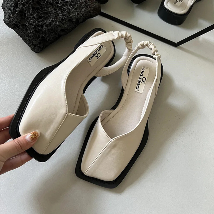 Lyra | Women's Leather Square-Toe Slingback Flats