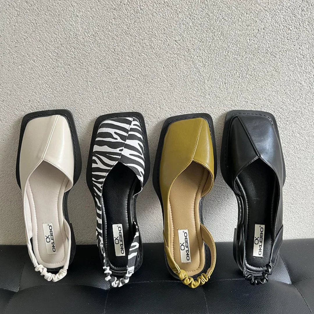 Lyra | Women's Leather Square-Toe Slingback Flats