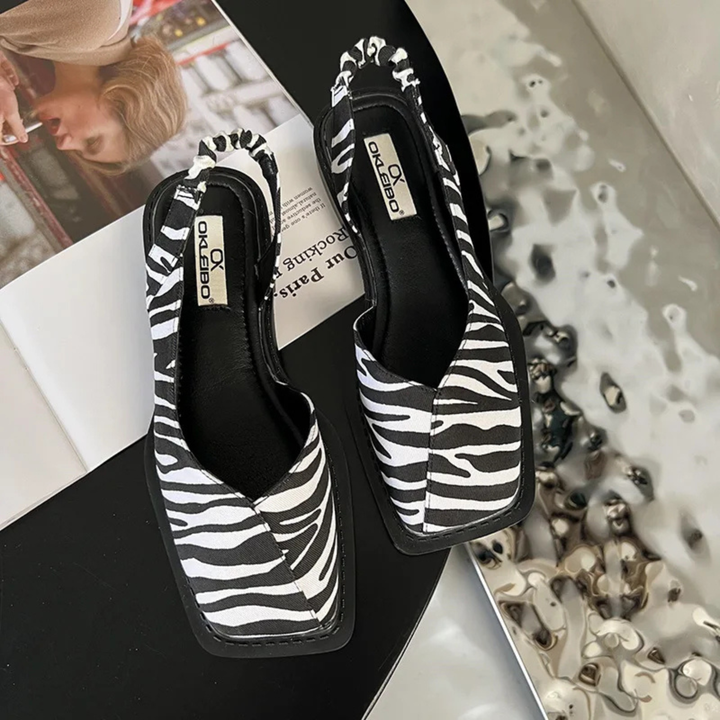 Lyra | Women's Leather Square-Toe Slingback Flats
