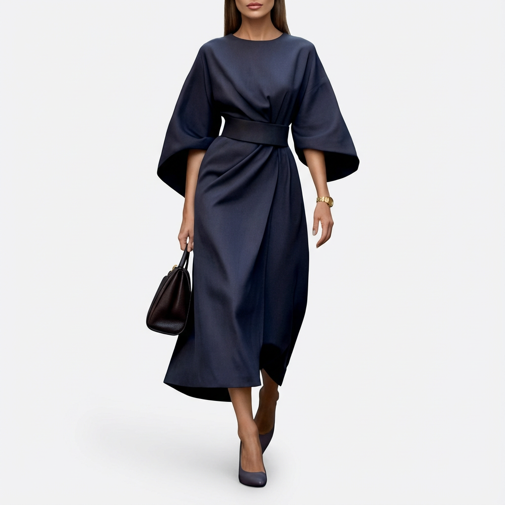 Mackenzie | Women's Wrap Midi Belted Dress