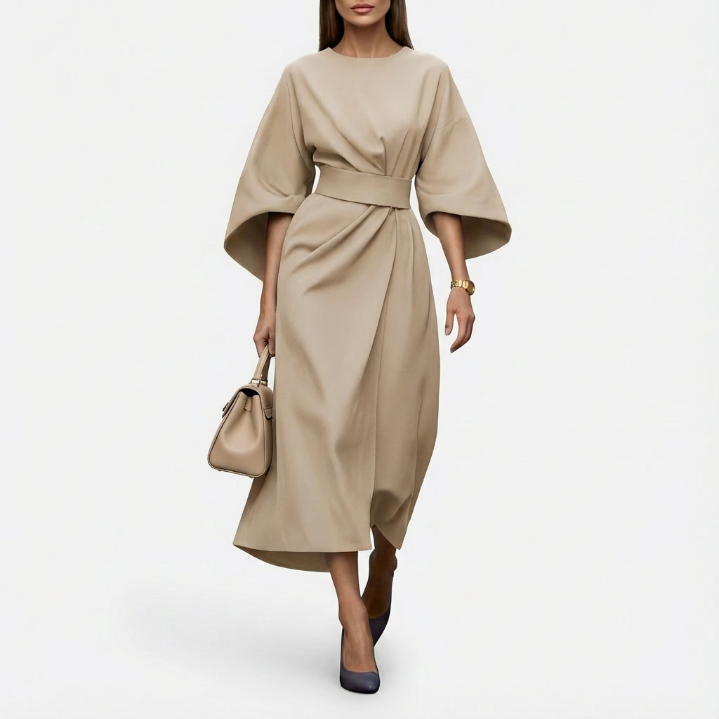 Mackenzie | Women's Wrap Midi Belted Dress