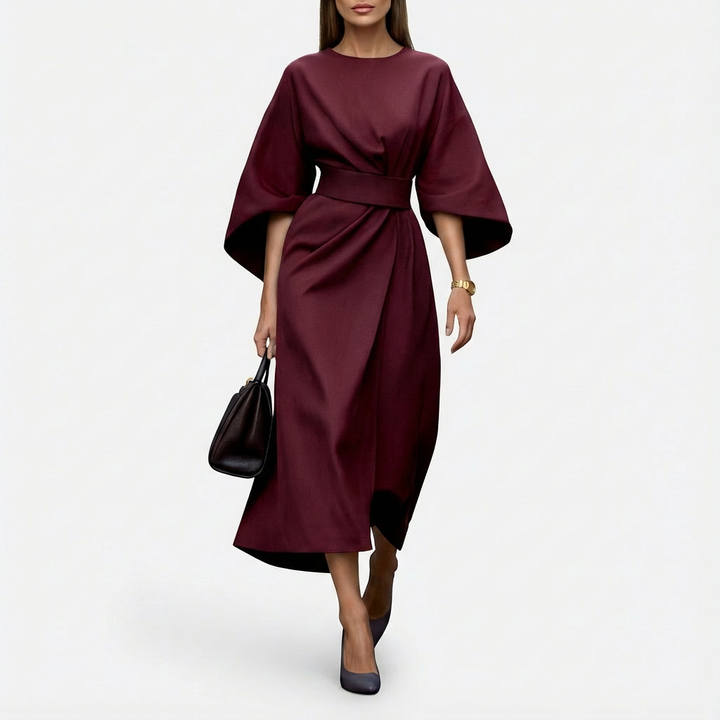 Mackenzie | Women's Wrap Midi Belted Dress