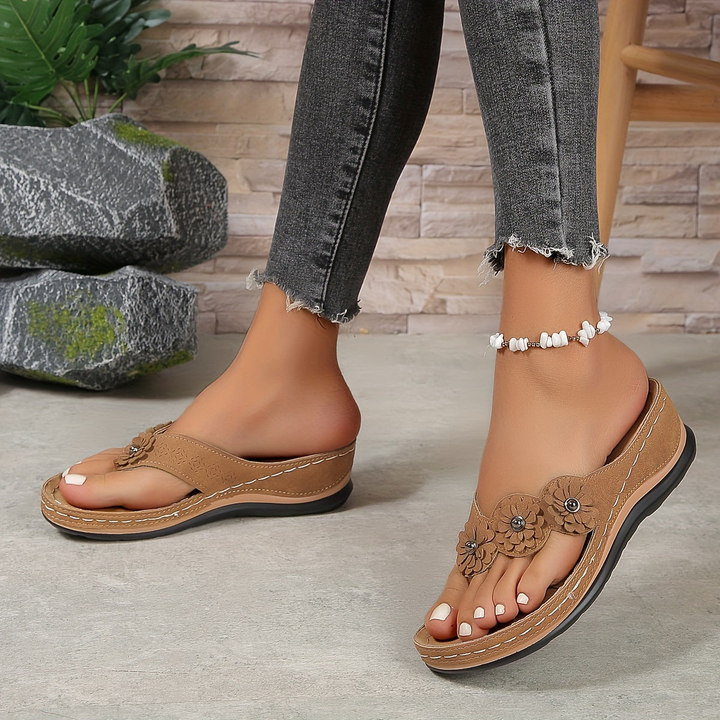 Maeve | Women's Arch-Support Floral Toe-Post Wedge Sandals