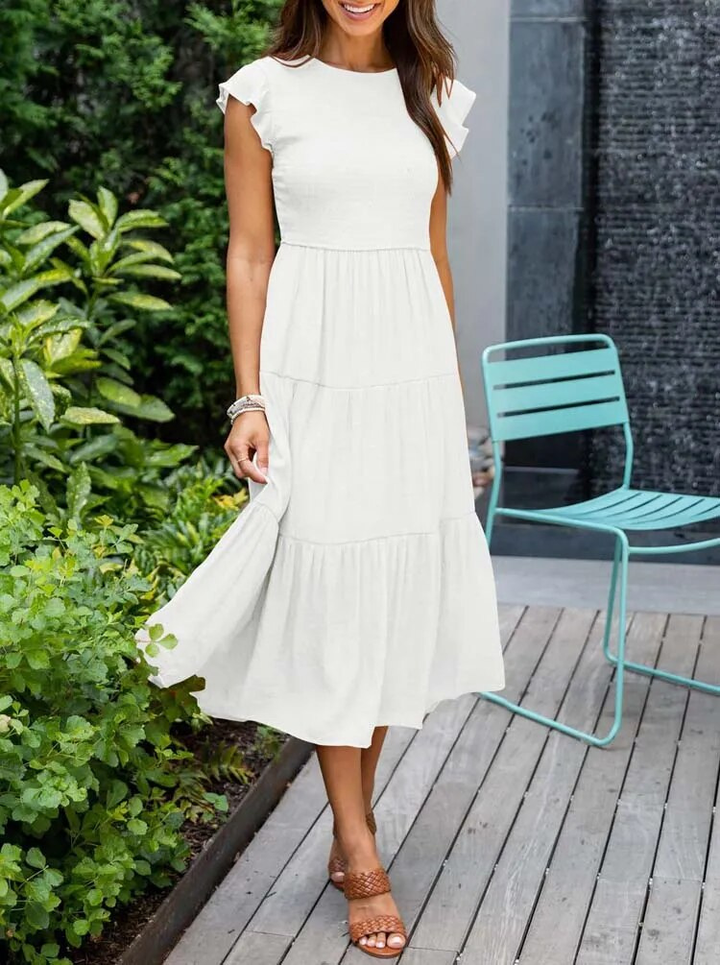 Maeve | Women's Cotton Smocked Tiered Midi Dress