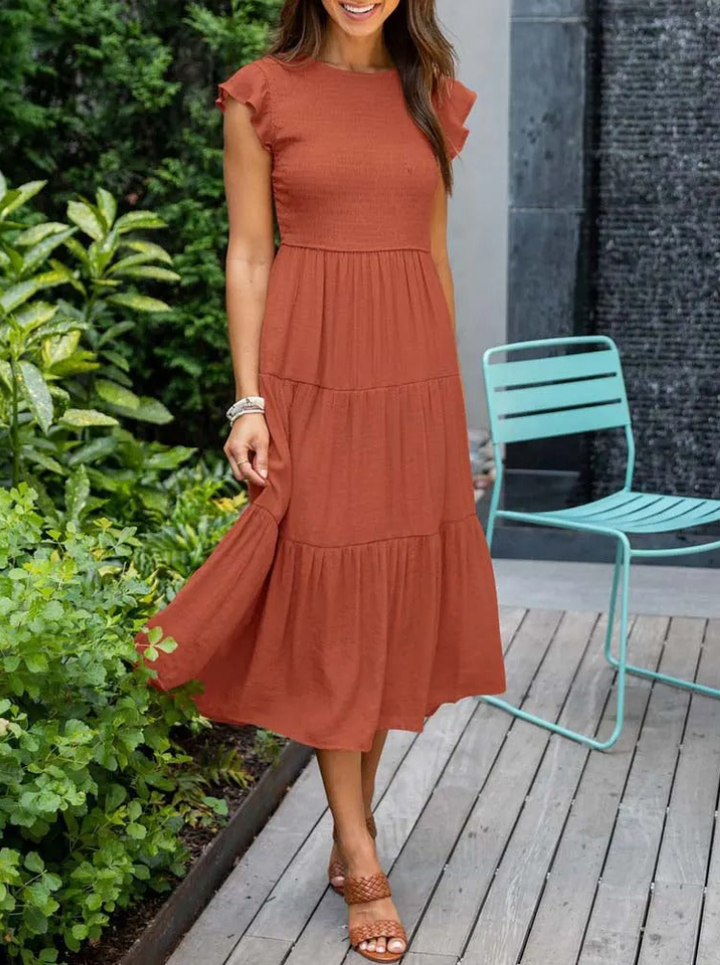 Maeve | Women's Cotton Smocked Tiered Midi Dress