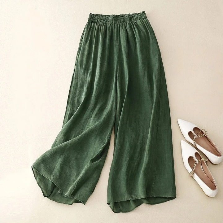 Maeve | Women's Linen Elastic Waist Wide Leg Culottes