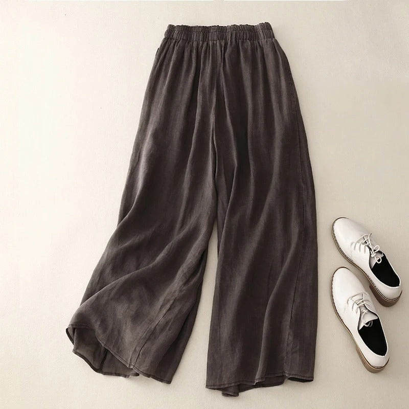 Maeve | Women's Linen Elastic Waist Wide Leg Culottes