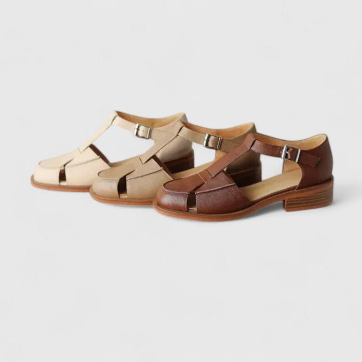 Maren | Women's Leather Closed-Toe T-Strap Sandals