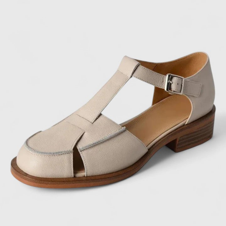 Maren | Women's Leather Closed-Toe T-Strap Sandals