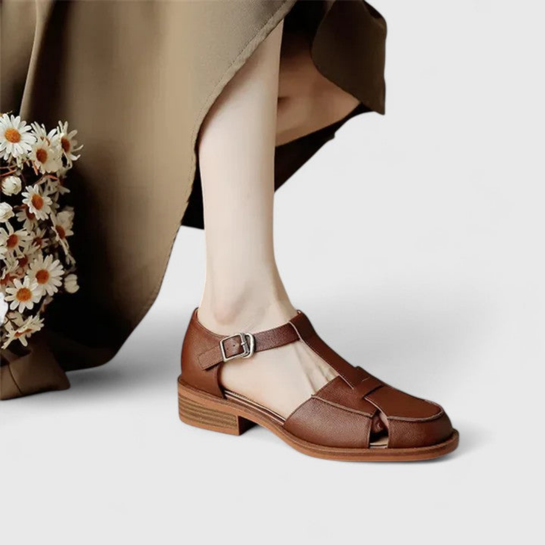 Maren | Women's Leather Closed-Toe T-Strap Sandals
