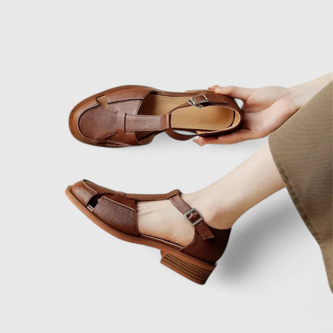 Maren | Women's Leather Closed-Toe T-Strap Sandals