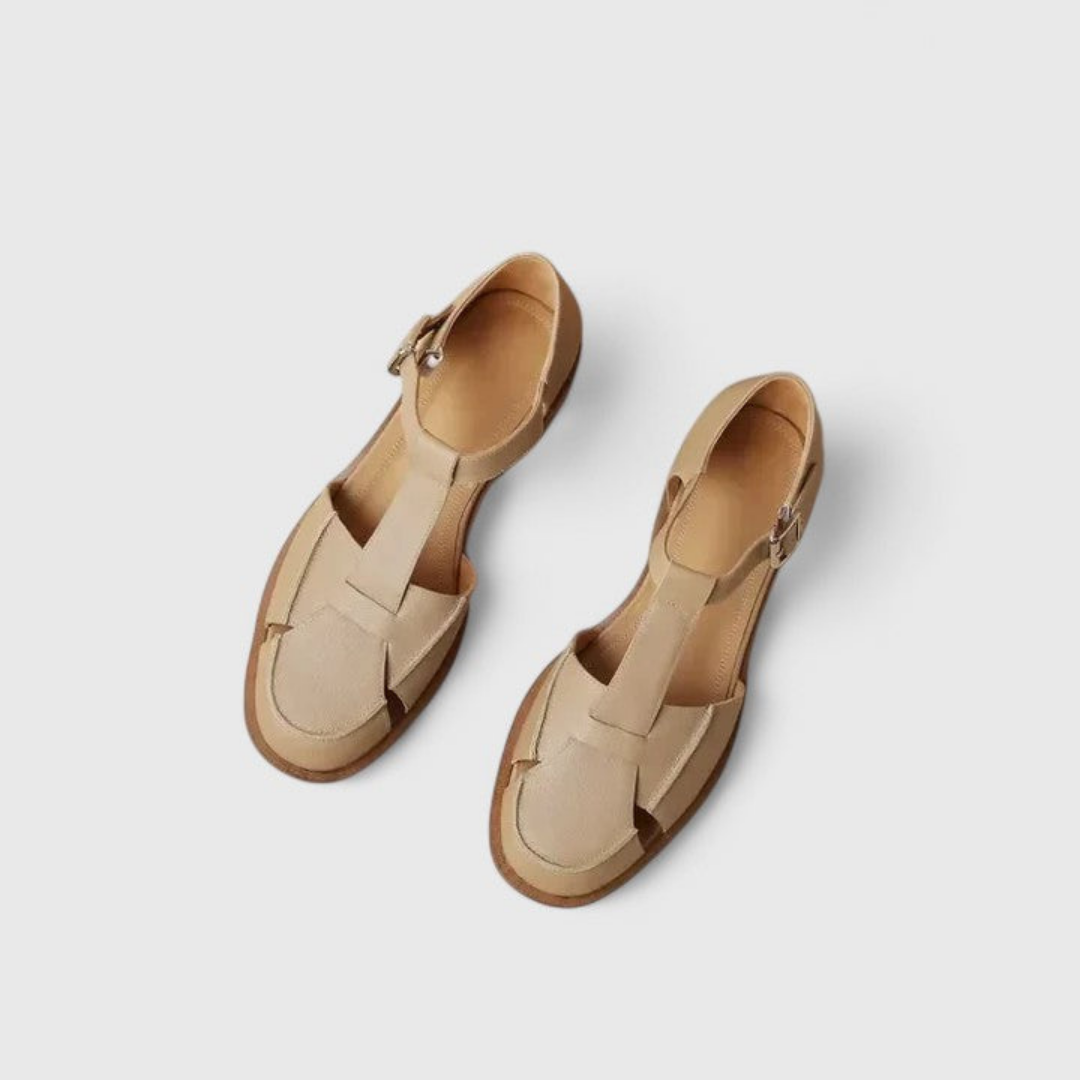Maren | Women's Leather Closed-Toe T-Strap Sandals